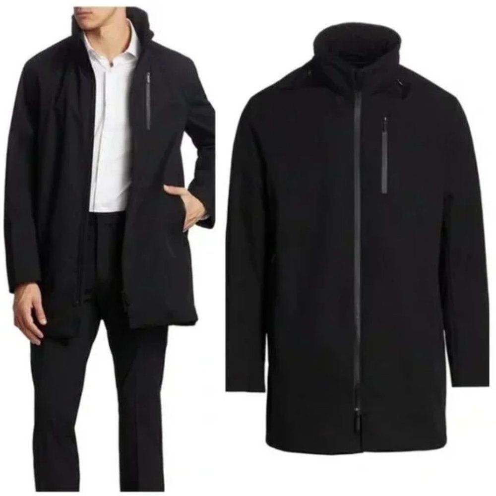 EMPORIO ARMANI Over Jacket Matrix Full Zip Up Out Pockets Lined Long Sleeve Mens